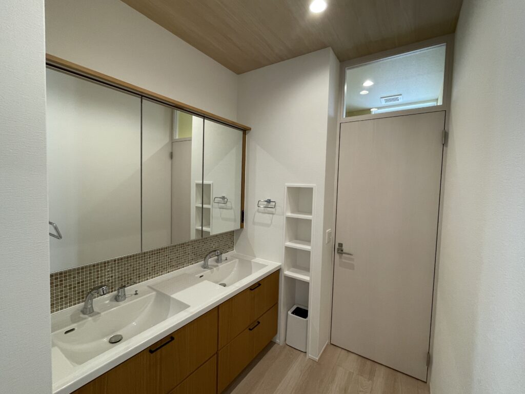 ツーボール式の洗面台、Dysonのドライヤーをご用意